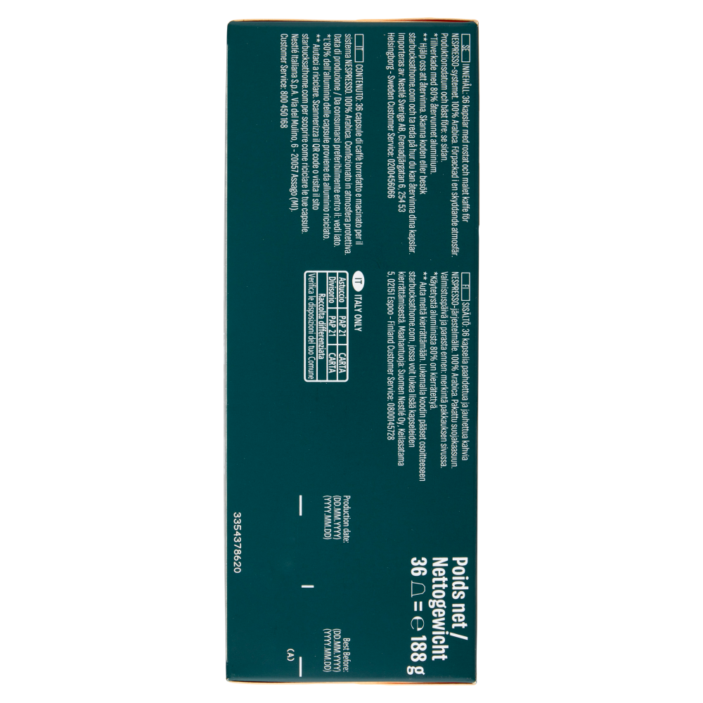 STARBUCKS Blonde Espresso Roast By Nespresso Caffè Espresso 36 capsule 188 g