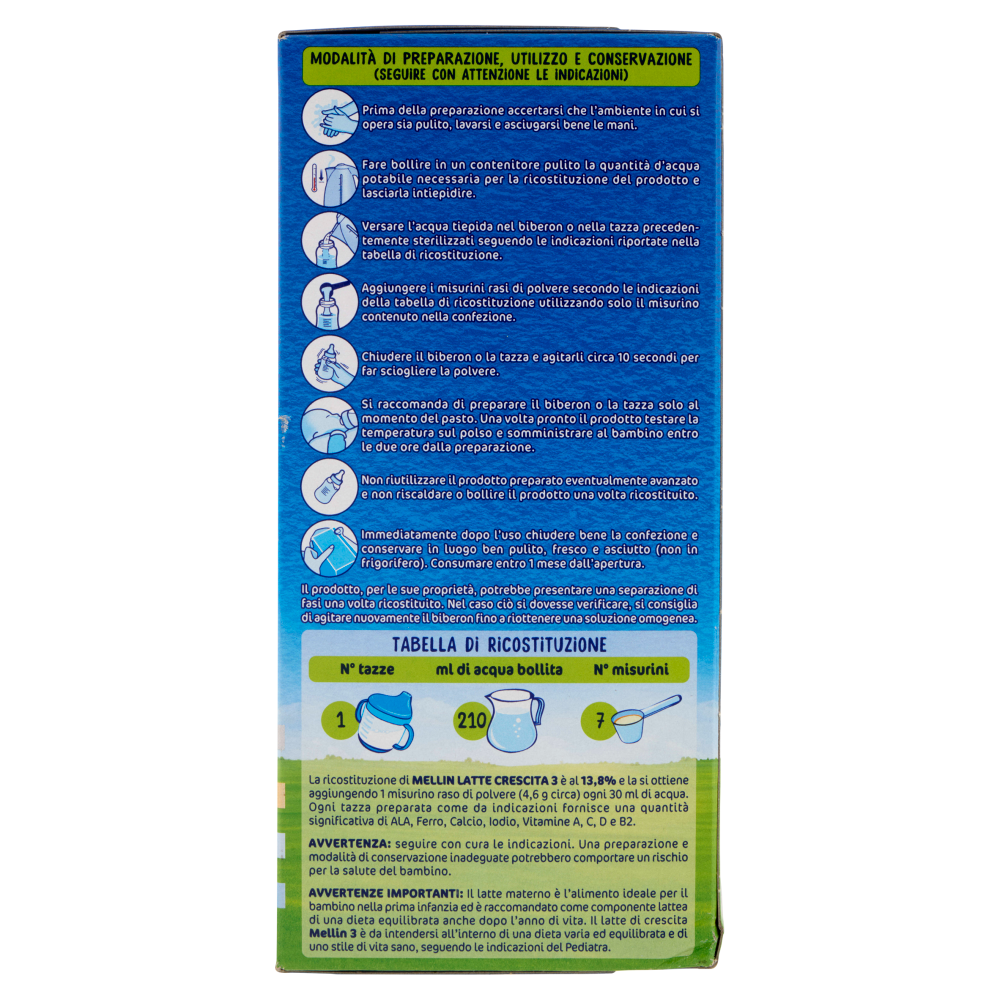 Latte Crescita 3 Mellin Liquido - Per Bambini 1-2 Anni, Con Ferro E Calcio, Confezione Da 1 Litro