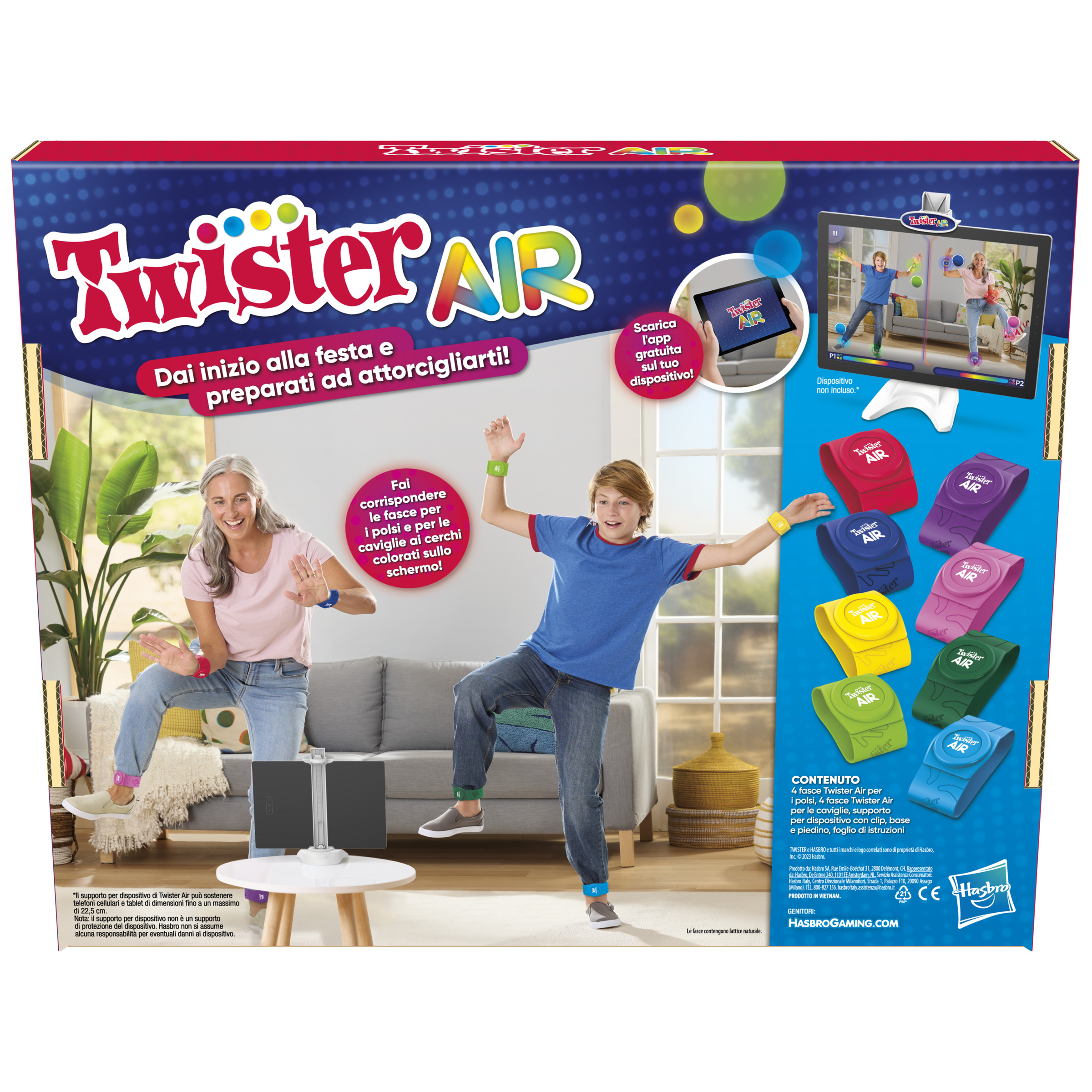 Hasbro Gaming Twister Air, gioco Twister con app per realt&agrave; aumentata, si collega a dispositivi smart, giochi attivi per feste, dagli 8 anni in su