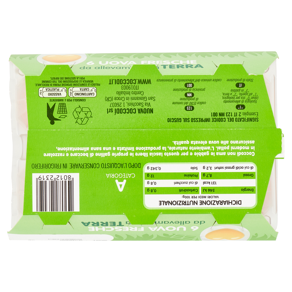 Coccod&igrave; Grandi Extra Fresche 6 Uova Fresche da allevamento a Terra
