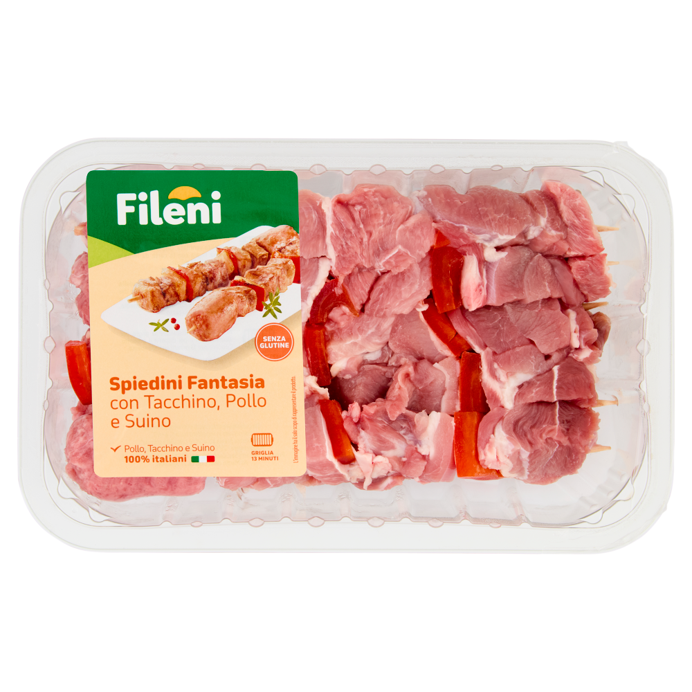 Fileni Spiedini Fantasia con Tacchino, Pollo e Suino 0,500 kg