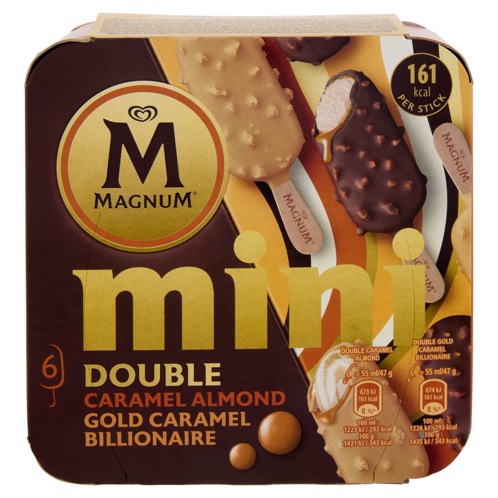 Magnum mini Double Caramel Almond - Gold Caramel Billionaire 6 gelati 282 g