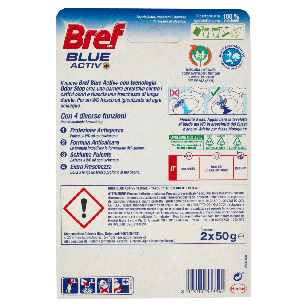 BREF WC Blue Activ+ Floral 2 x 50 g
