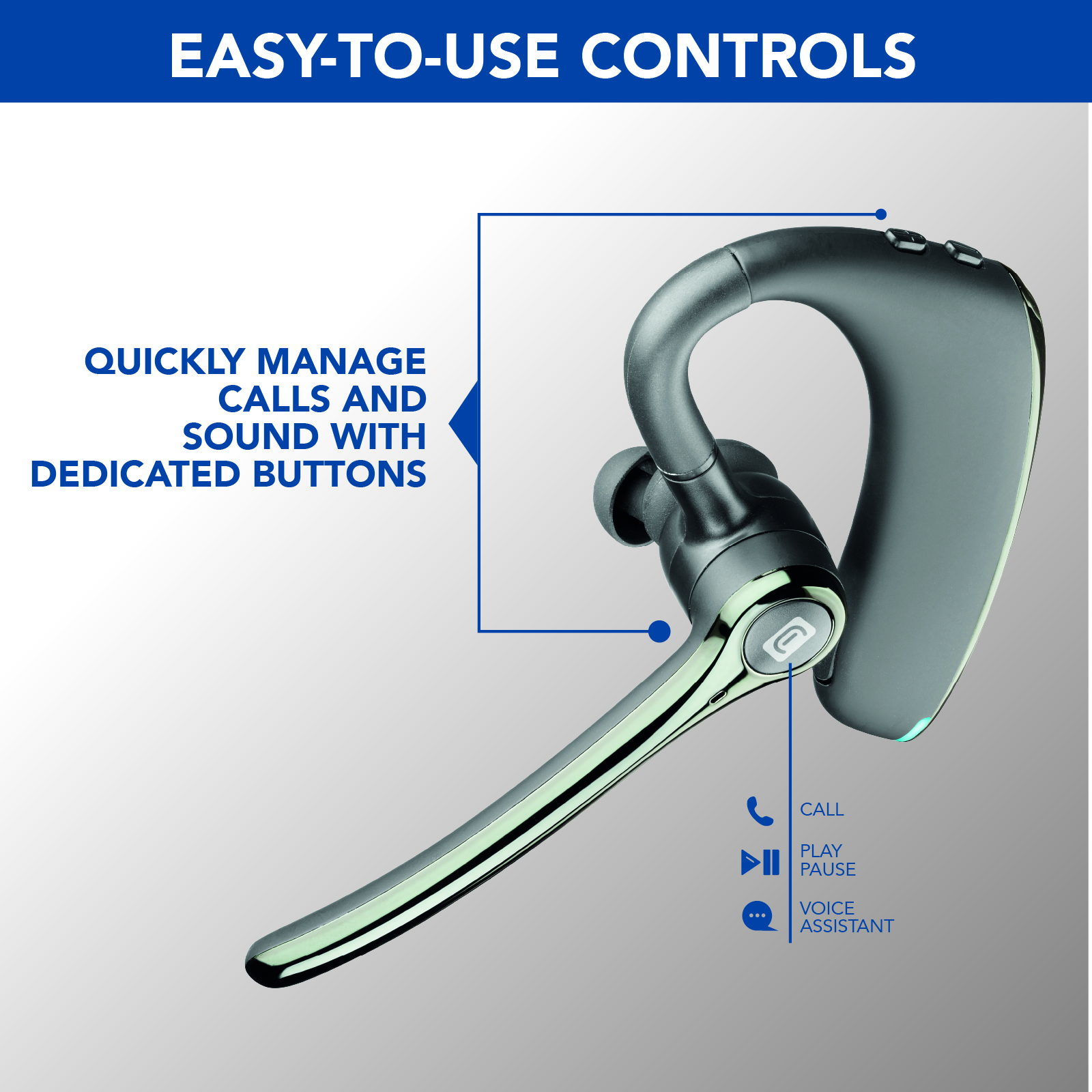 Cellularline FLUENT Auricolare Bluetooth&reg; mono con cancellazione del rumore ambientale