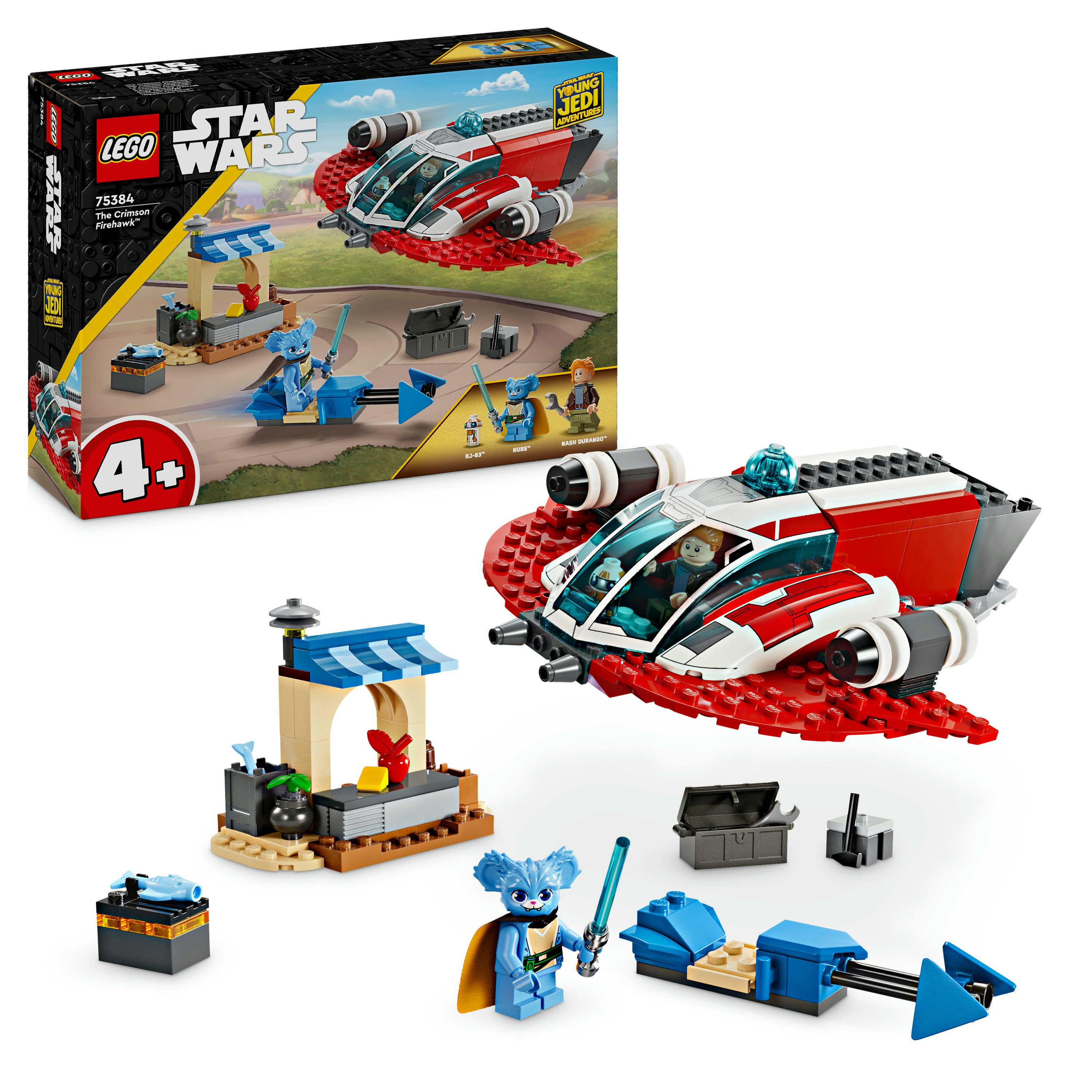 LEGO Star Wars 75384 The Crimson Firehawk, Starter Set con Astronave Giocattolo, Speeder Bike e 3 Personaggi, Regalo Bambini 4+