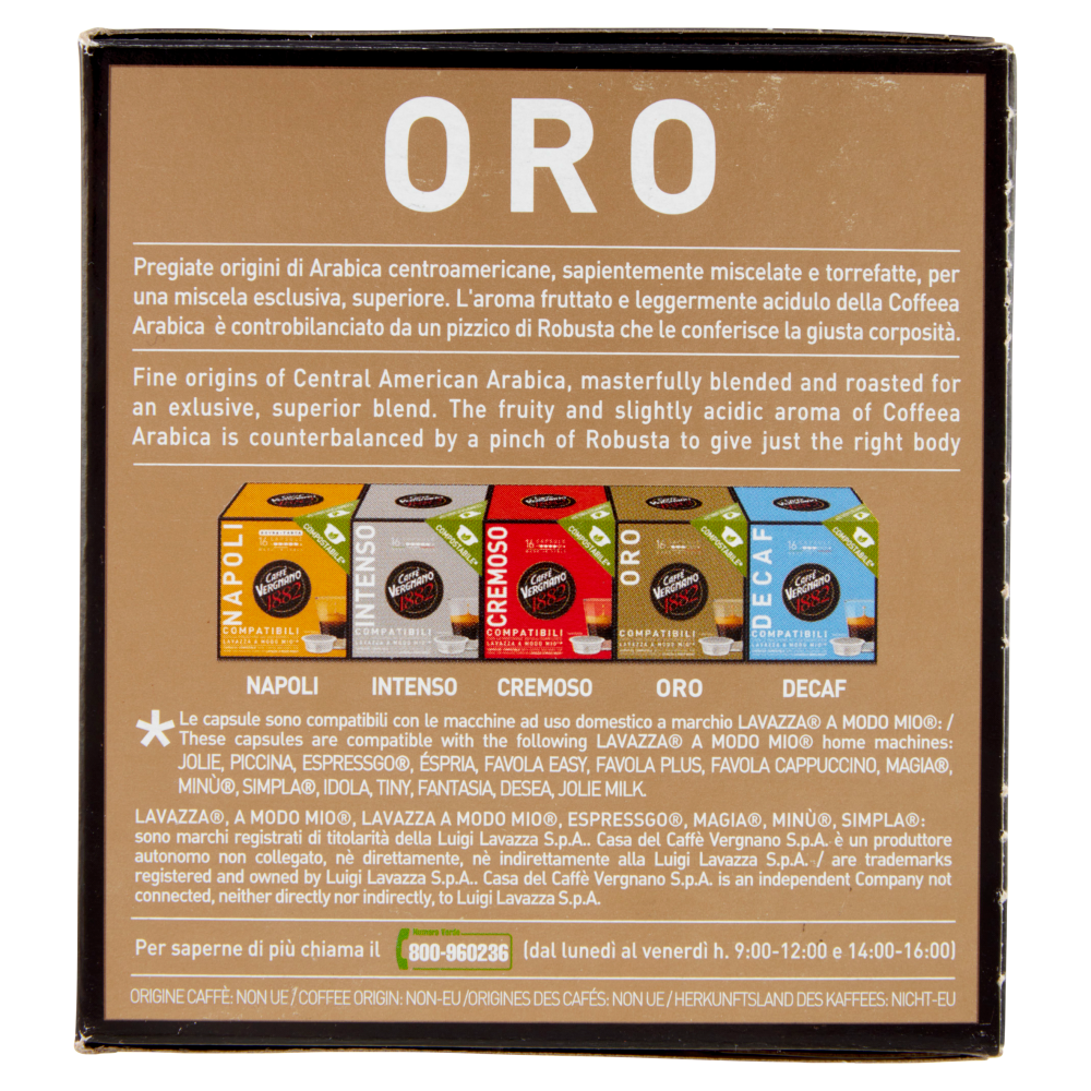 Caffè Vergnano 1882 Oro Compostabile** Capsule Compatibili Lavazza a