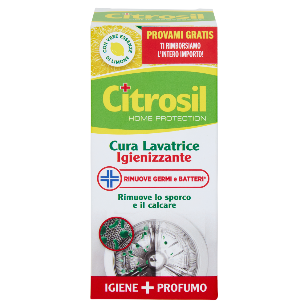 Citrosil Home Protection Cura Lavatrice Igienizzante con Vere Essenze di Limone 250 ml