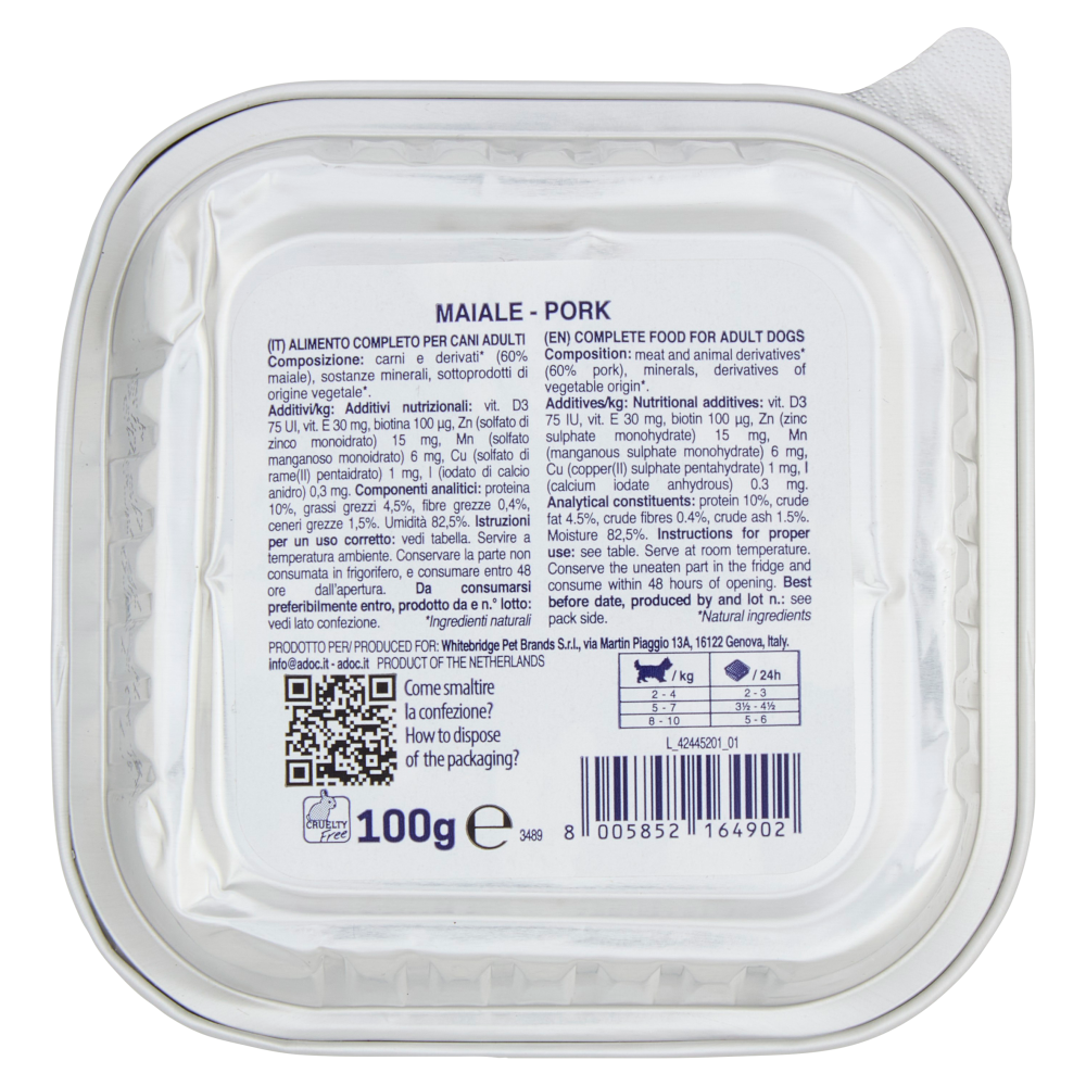 ADoC Day by Day Monoprotein Cotto al vapore Maiale 100 g