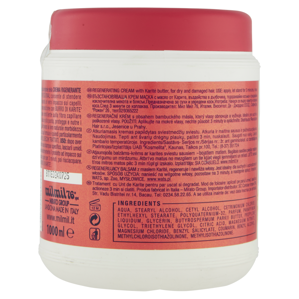 milmil Professional Crema Rigenerante al Burro di Karitè 1000 ml