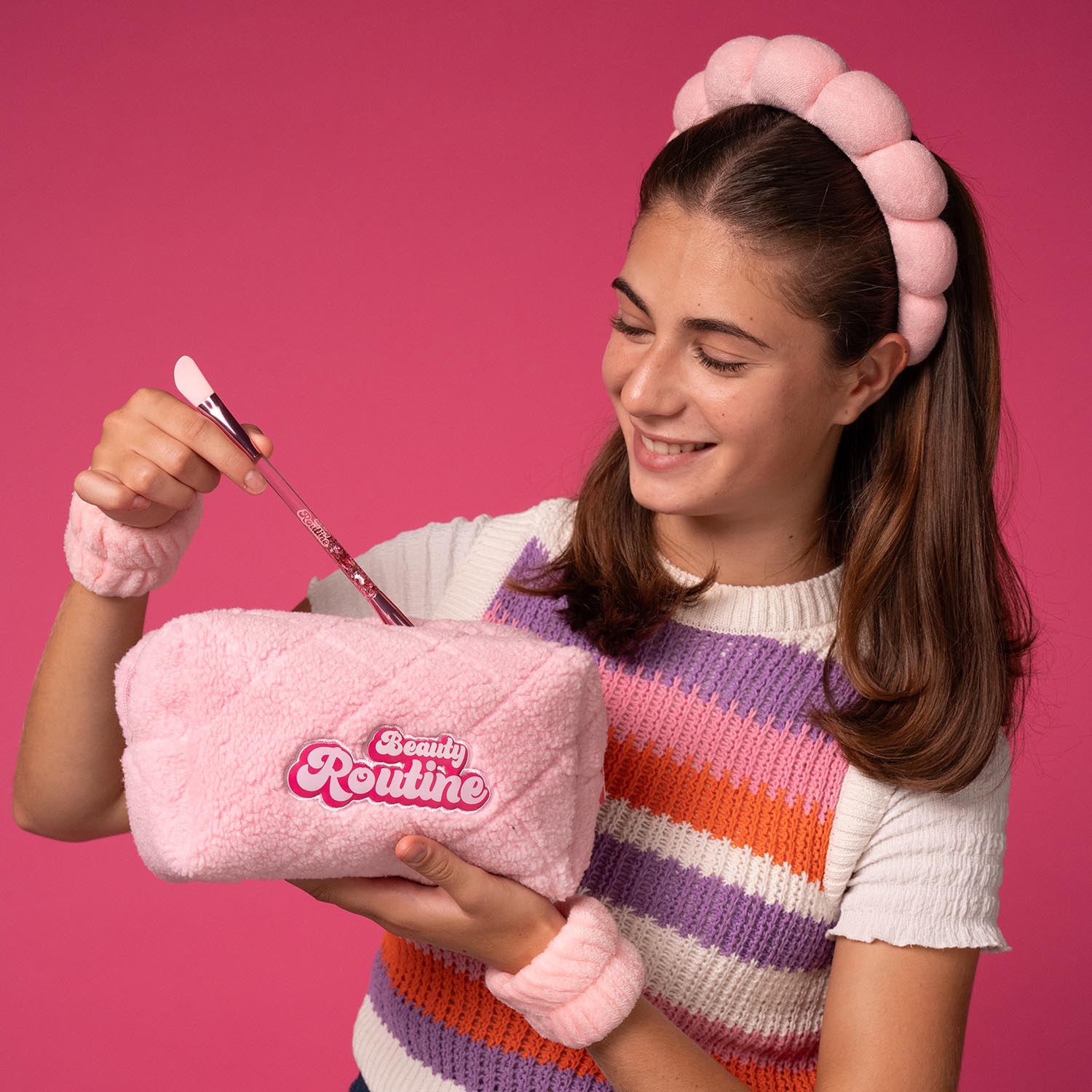 Nice Beauty Routine Case astuccio compatto per trucchi Rosa