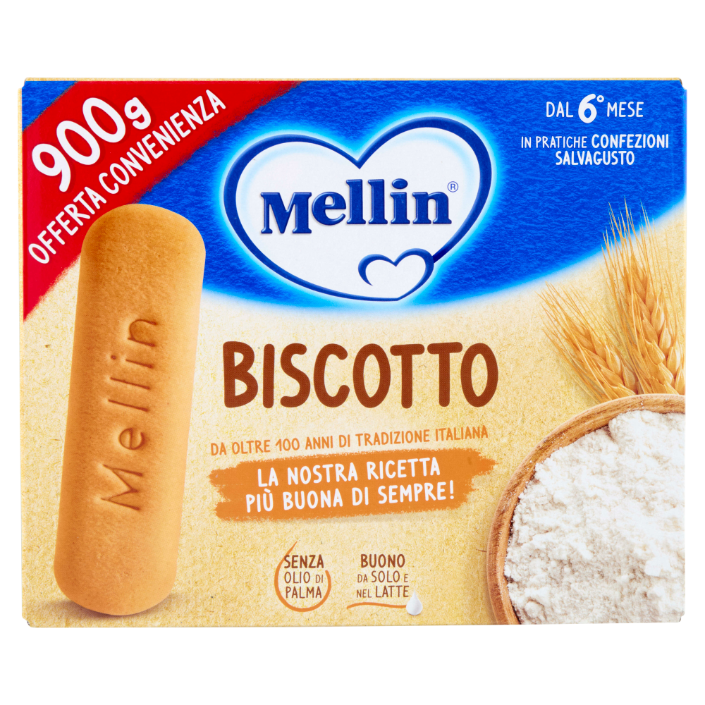 MELLIN Biscotto Classico, a partire dal 6° mese, Senza Olio di Palma, Formato Convenienza, 900g