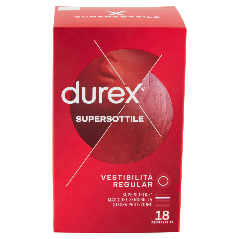Durex Preservativi Supersottile Vestibilità Regolare, 18 Preservativi