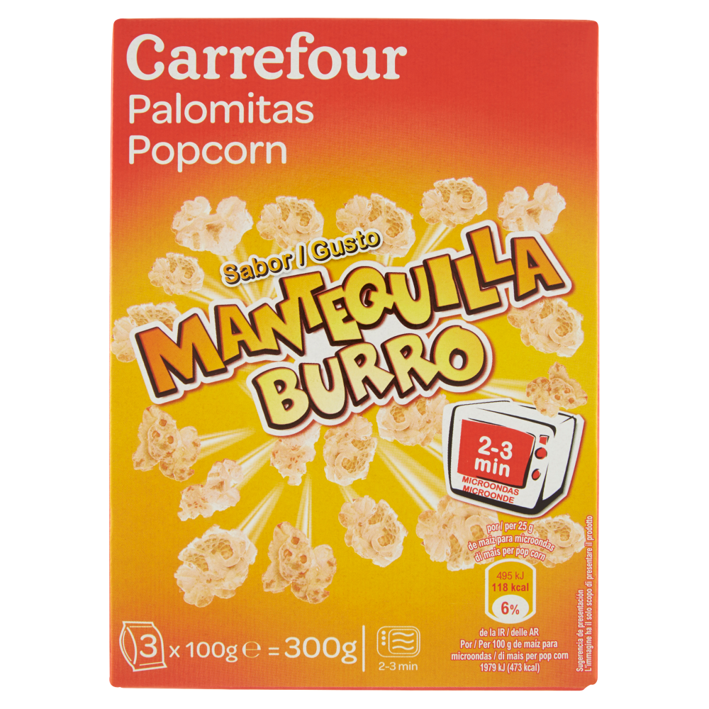 Carrefour Popcorn Gusto Burro 3 x 100 g