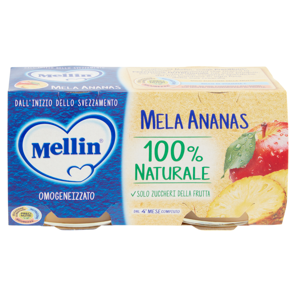 Mellin Mela Ananas 100% Naturale Omogeneizzato 2 x 100 g
