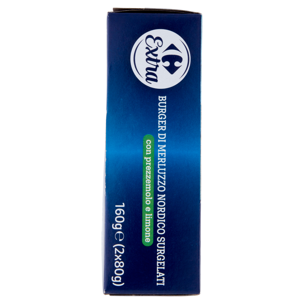 Carrefour Extra Burger di Merluzzo Nordico Surgelati con prezzemolo e limone 2 x 80 g