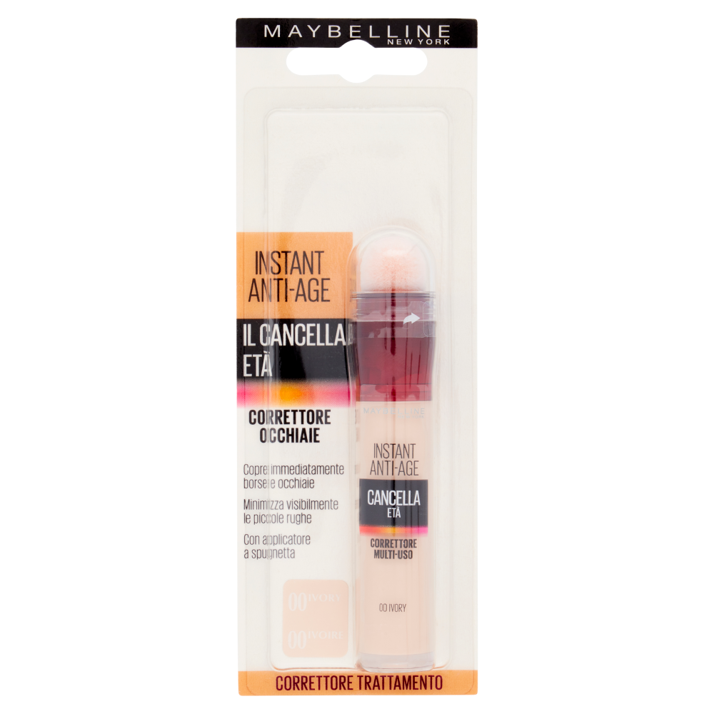 Maybelline New York Correttore Liquido Il Cancella Età, Copre Occhiaie e Piccole Rughe, 00 Ivory