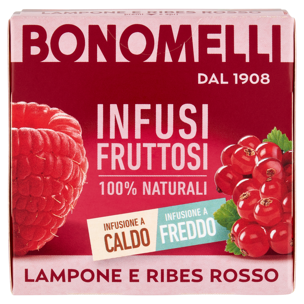 Bonomelli Infusi Fruttosi 100% Naturali Lampone e Ribes Rosso 12 Filtri 24 g