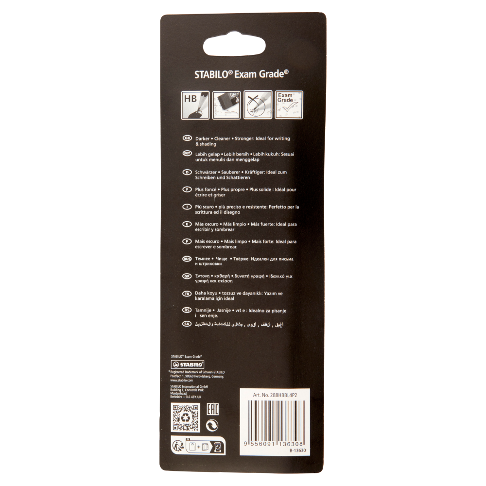 STABILO Exam Grade - astuccio con 4 matite HB + gomma + temperino