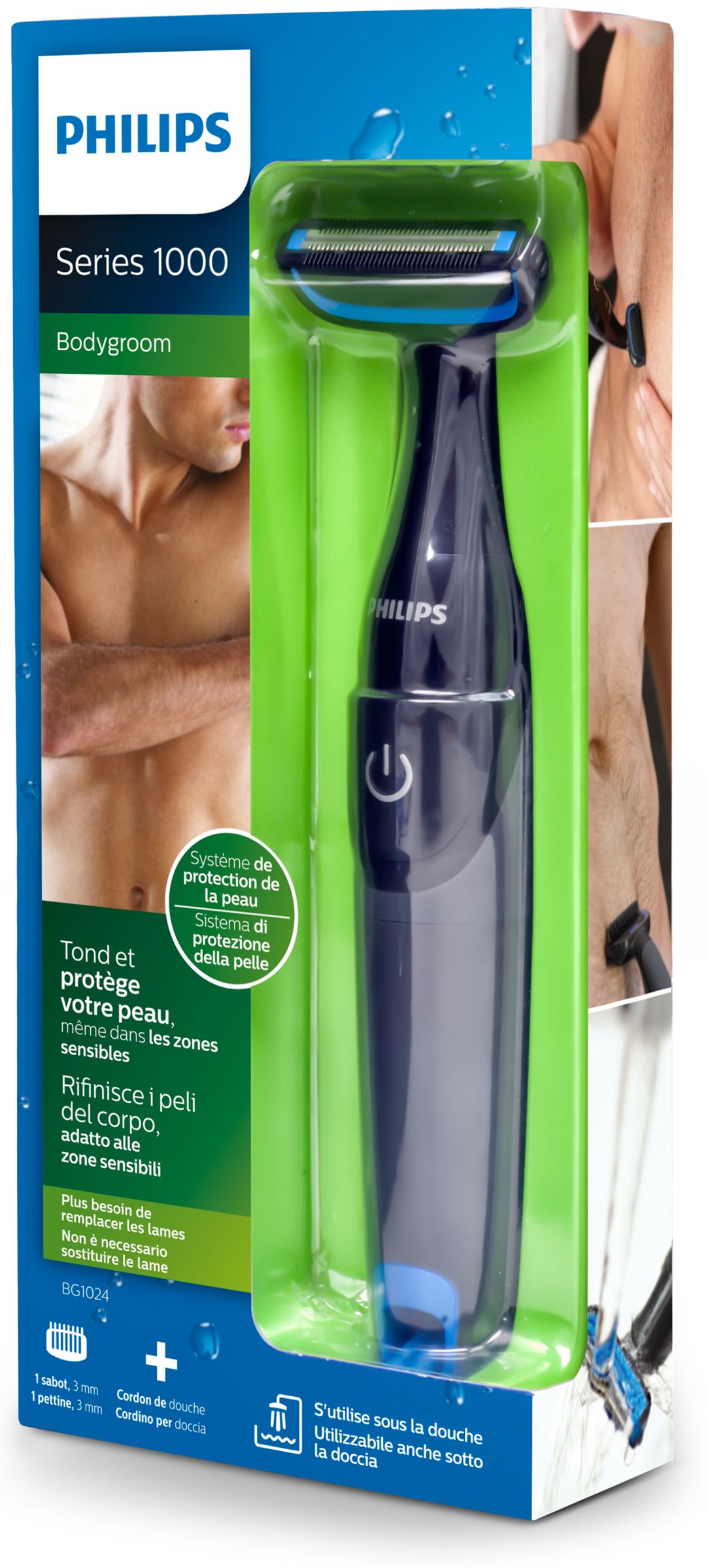 Philips BODYGROOM Series 1000 Bodygroom con sistema di protezione della pelle