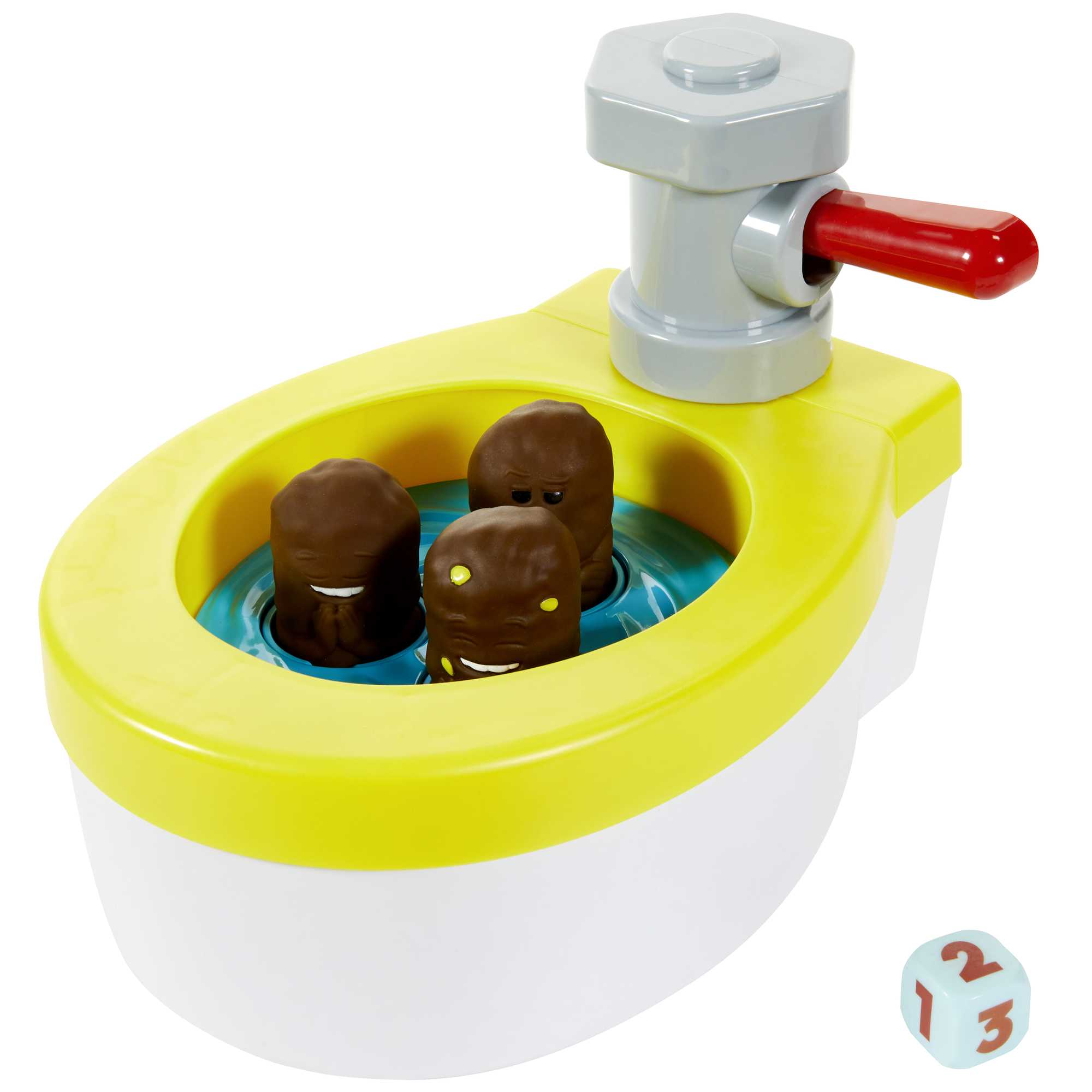 Games ​Acchiappa la Cacca Turbo, gioco per bambini con water giocattolo, 3 pezzi di cacca, 1 dado e istruzioni;, Giocattolo per Bambini 5+ Anni