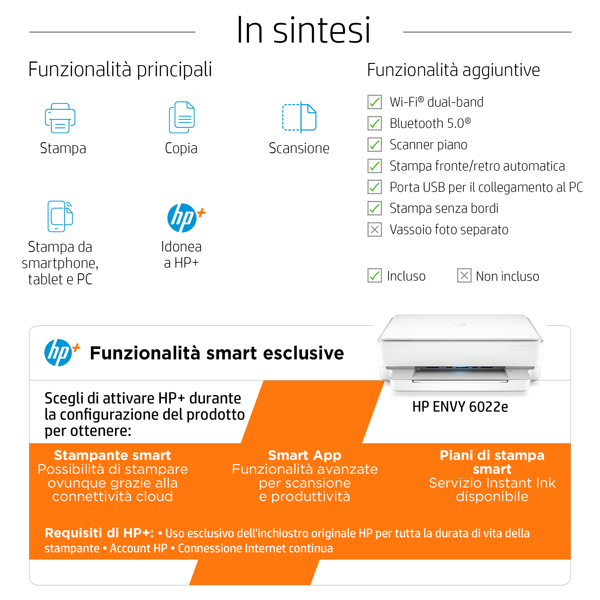 HP ENVY 6022e Wireless All-in-One Colore Stampante, Instant Ink; Fotocopiatrice, scanner