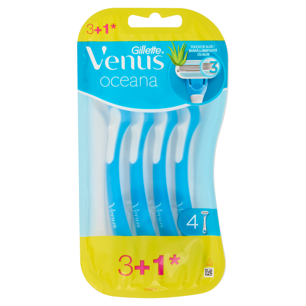 Gillette Venus Oceana Rasoio Donna Usa e Getta a 3 Lame 3 Rasoi + 1 = 4 Rasoi