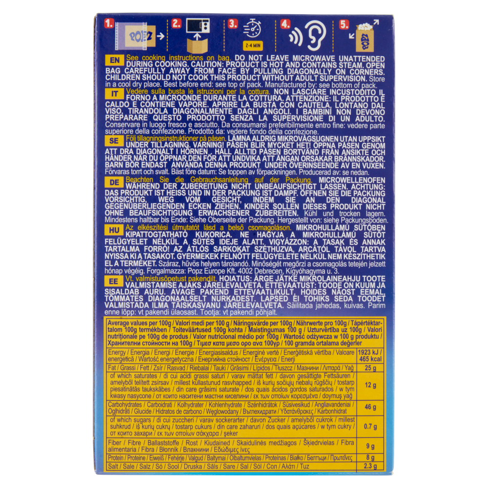 Popz the Microwave Popcorn Gusto Burro 3 x 90 g