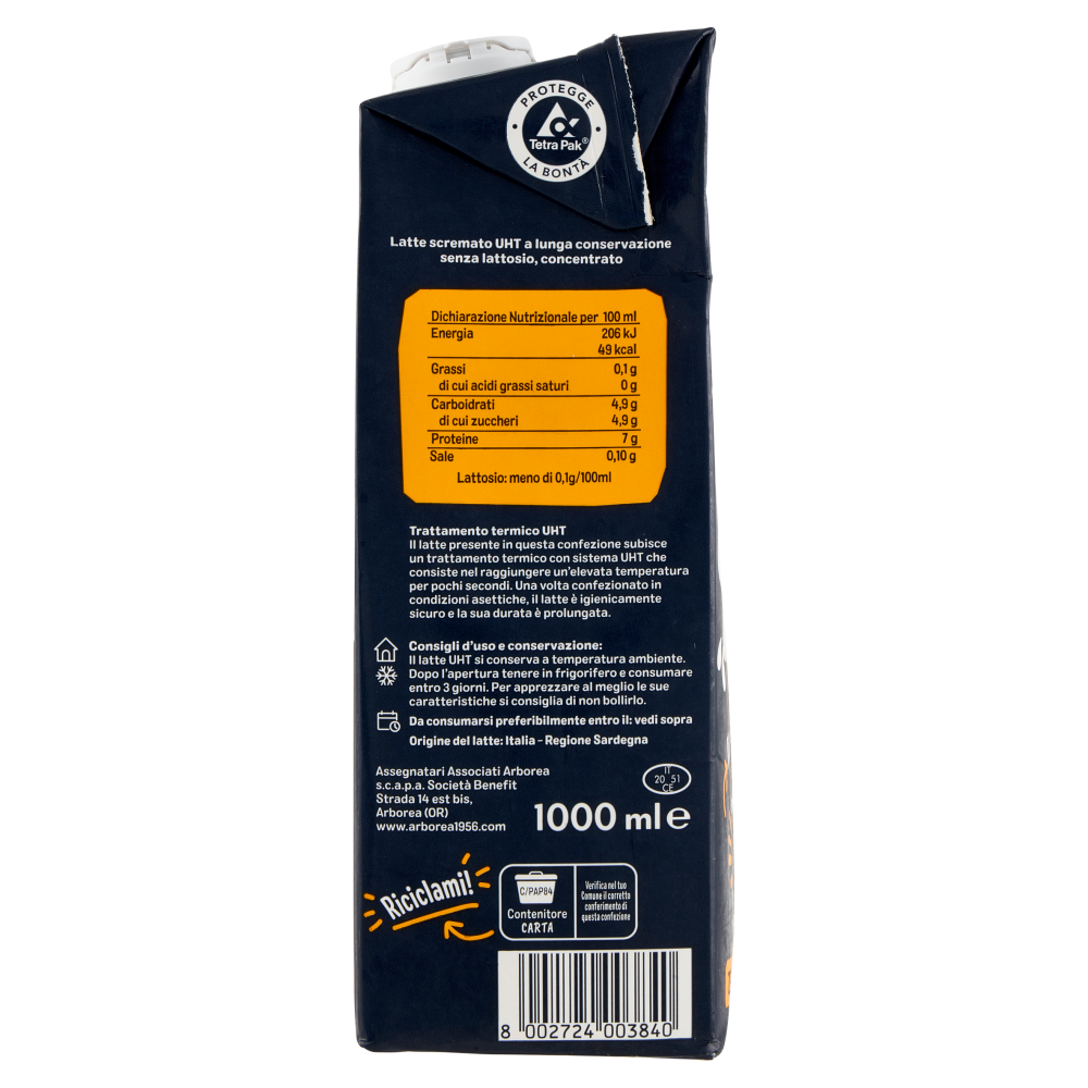 Arborea A+ Pro Latte Zero Grassi Senza Lattosio 1000 ml