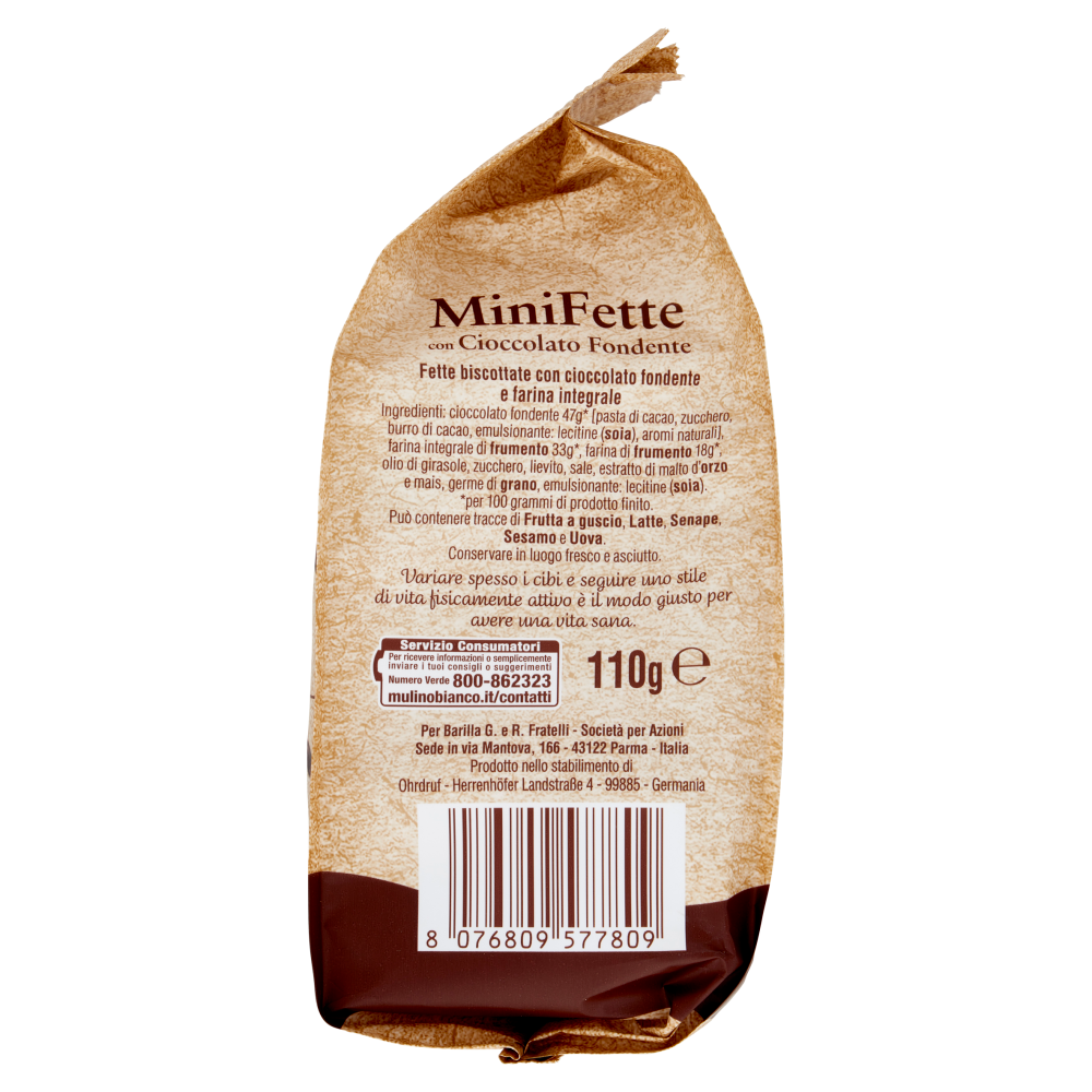 Mulino Bianco Mini Fette con Cioccolato fondente 110g