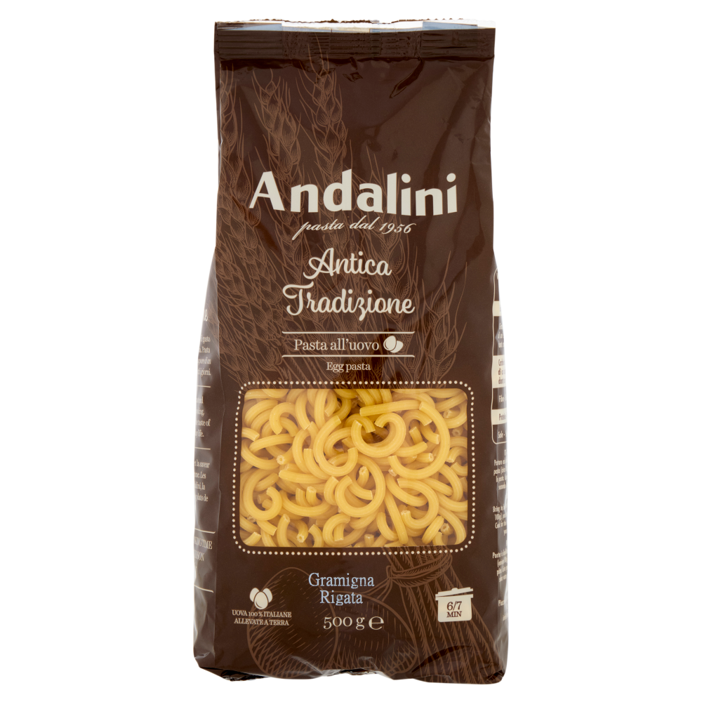 Andalini Antica Tradizione Pasta all'uovo Gramigna Rigata 250 g