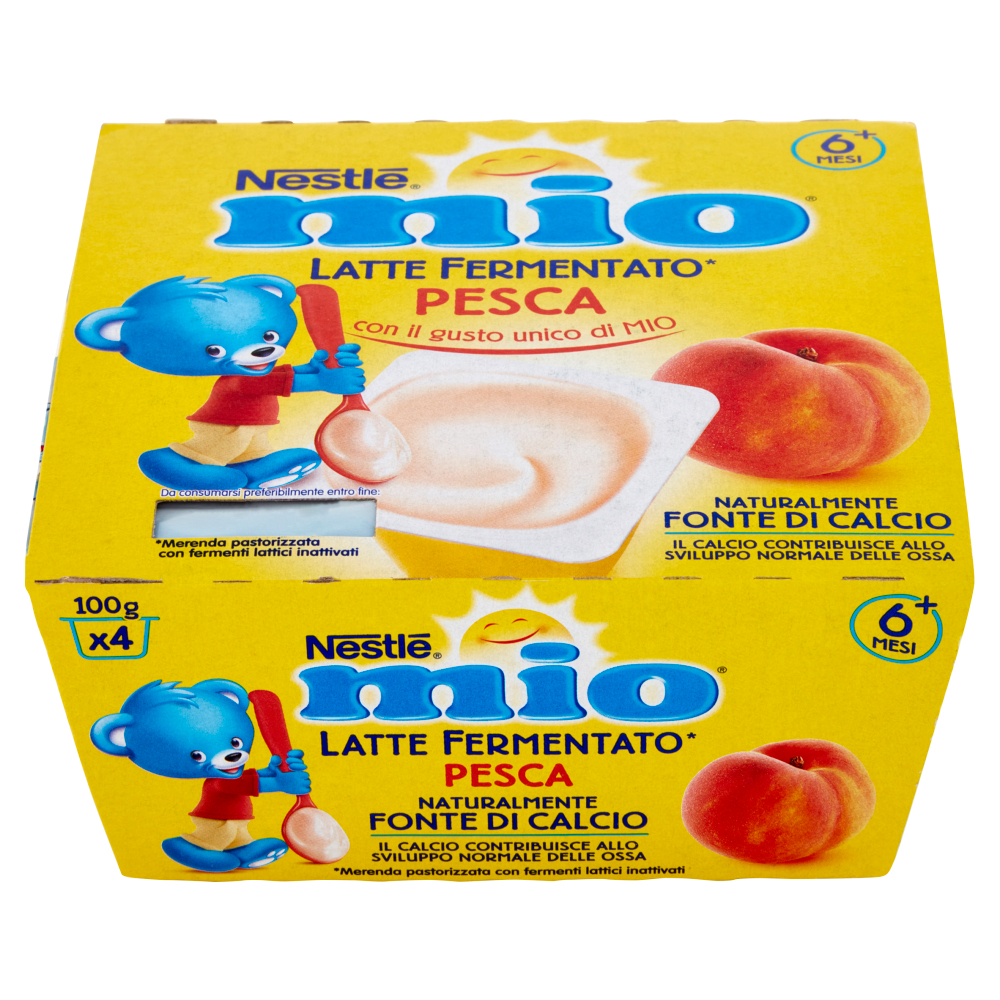 NESTL&Eacute; MIO Merenda Latte Fermentato Pesca 4 vasetti da 100 g