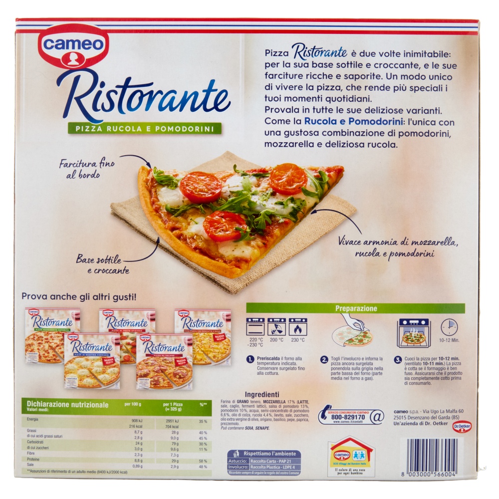 cameo Ristorante Pizza Rucola e Pomodorini 325 g