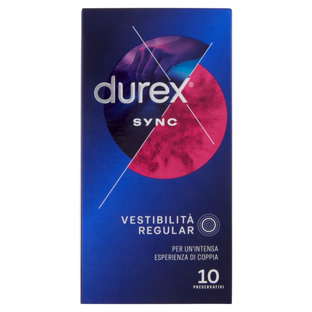 Durex Preservativi Sync Ritardanti per lui e stimolanti per lei, 10 Profilattici