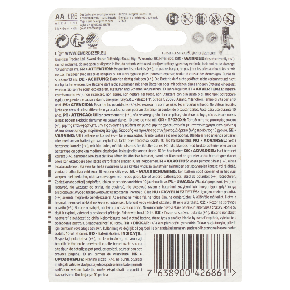Energizer Max AA Alkaline 6 pz