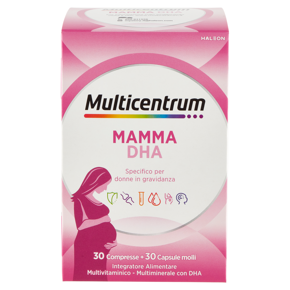 Multicentrum Mamma DHA Integratore completo con Acido Folico Donne in Gravidanza 30+30 compresse 52g