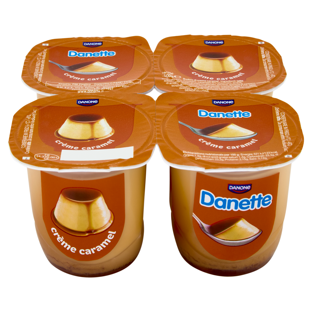DANETTE, budino gusto caramello, fresco dessert, Senza Conservanti, Senza Glutine, 4x125g