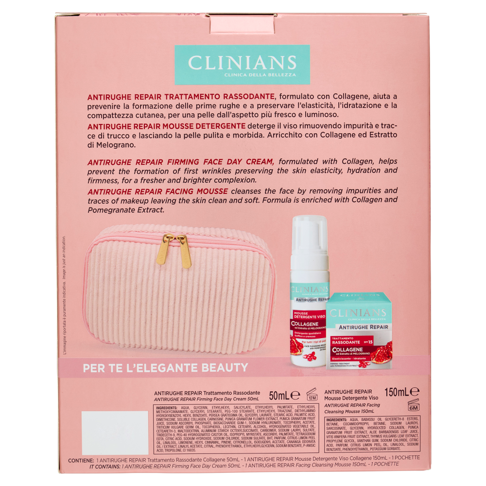 Clinians Antirughe Repair Collagene Trattamento Rassodante 50 mL + Mousse Detergente Viso 150 mL