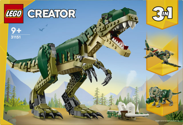 LEGO Creator 3 in 1 31151 T. Rex, Dinosauro Giocattolo Trasformabile in Triceratopo e Pterodattilo, Giochi per Bambini 9+