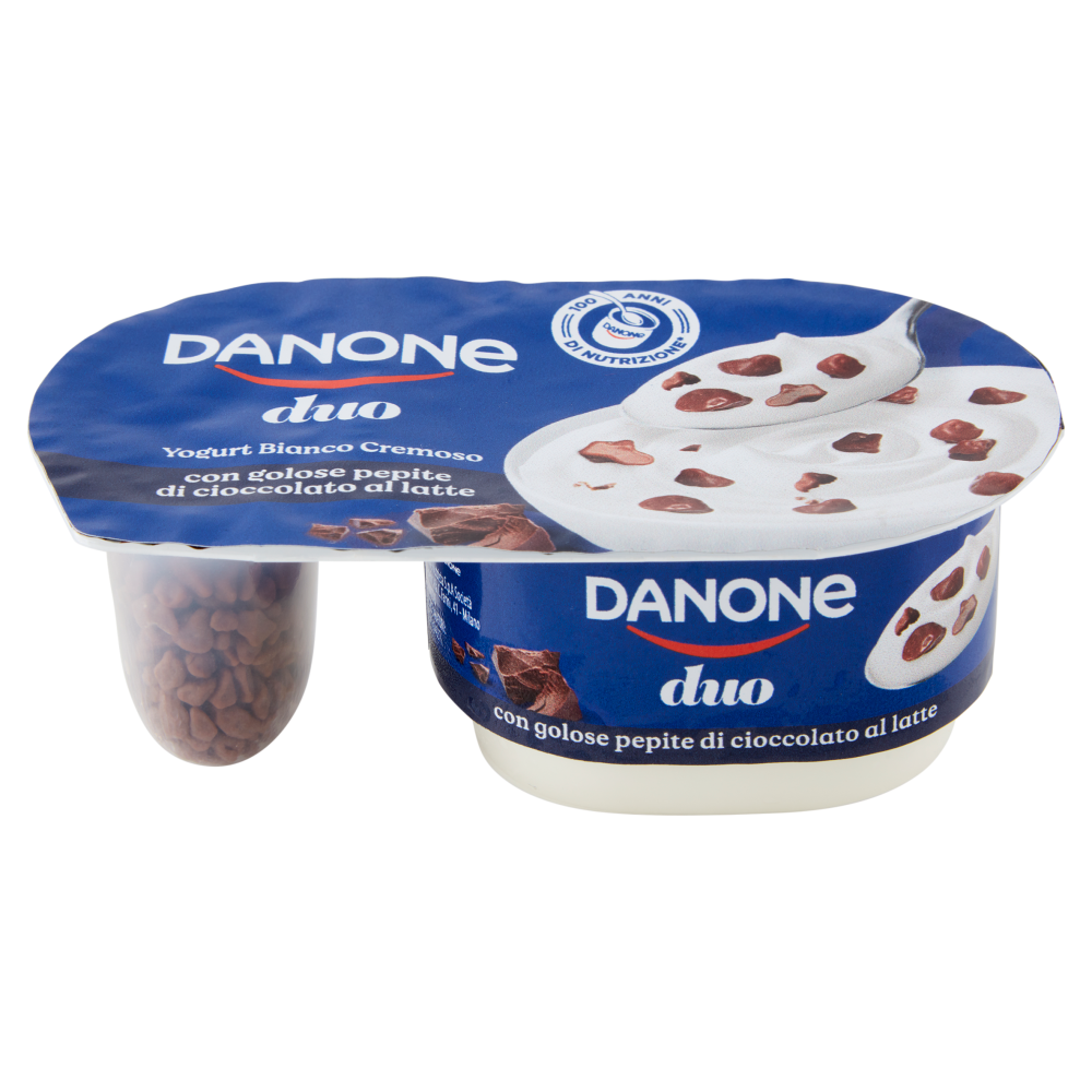 Danone Duo, Yogurt Bianco Cremoso con Golose Pepite di Cioccolato al Latte, 98g
