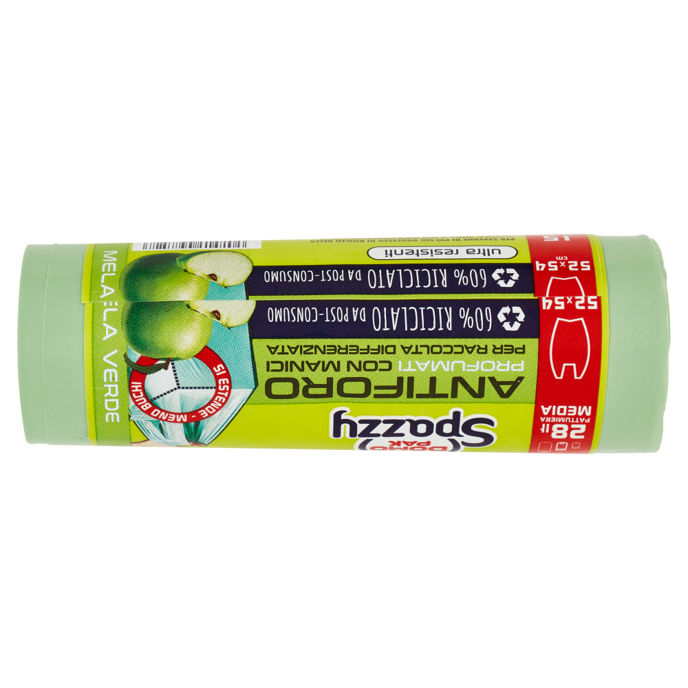 Domopak Spazzy Antiforo Profumati con Manici 28 lt Pattumiera Media 52x54 cm Mela Verde 15 pz