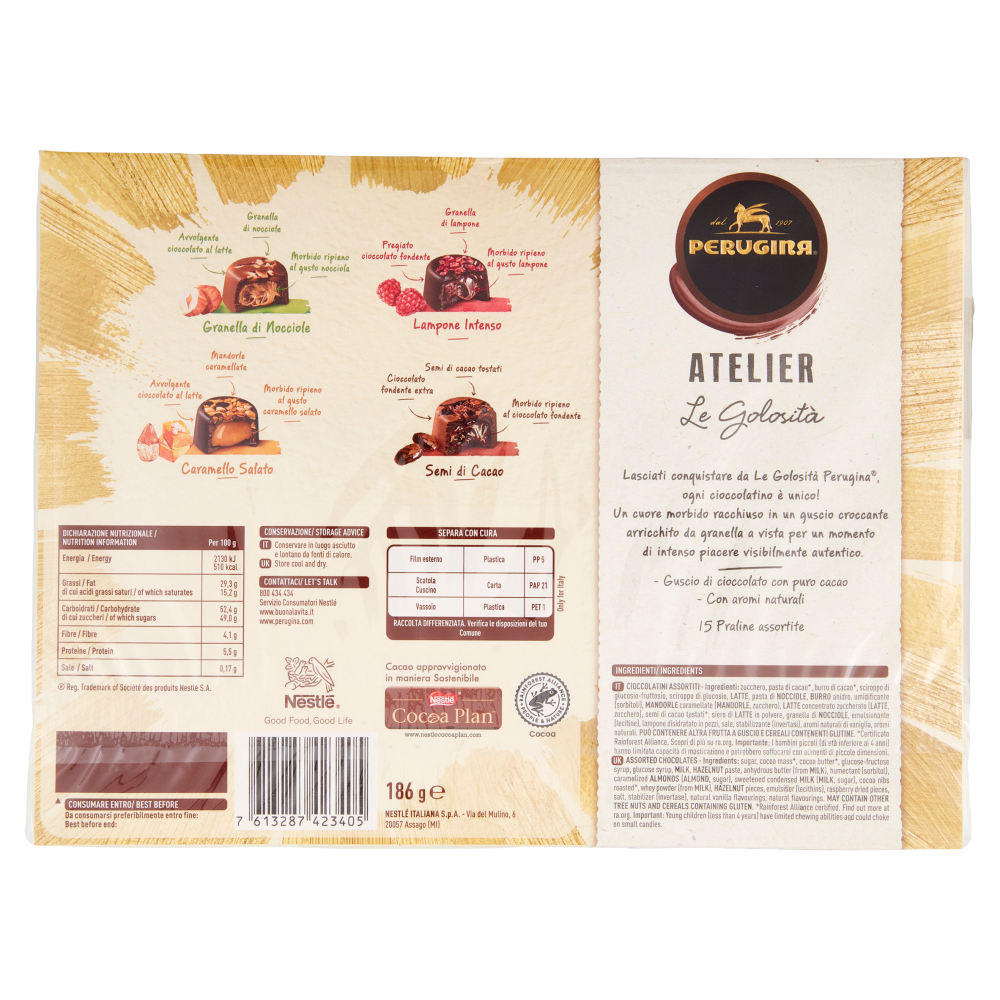 PERUGINA Atelier le Golosità Cioccolatini Assortiti Scatola Regalo Natale 186 g