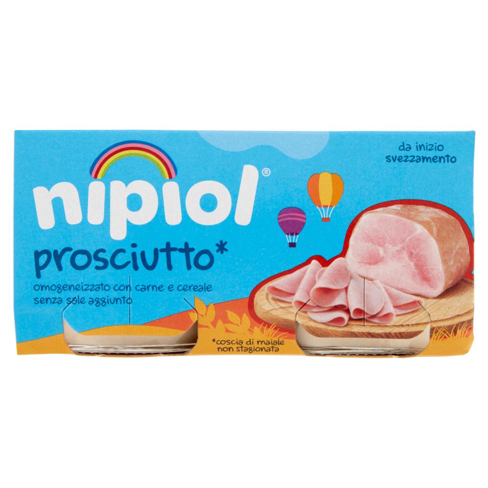 nipiol prosciutto* omogeneizzato con carne e cereale 2 x 80 g