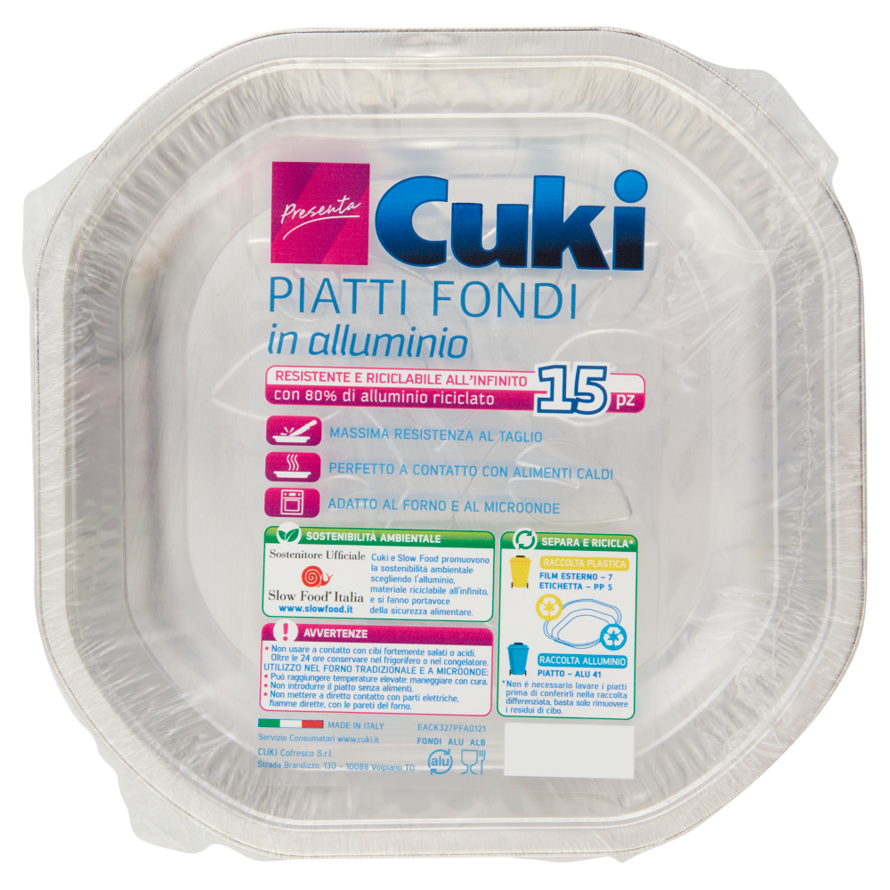 Cuki Presenta Piatti Fondi in alluminio 15 pz