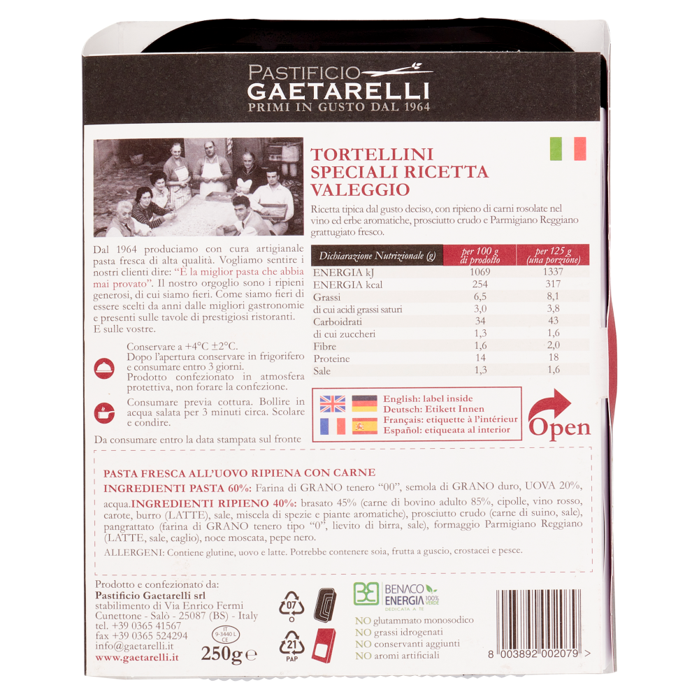 Pastificio Gaetarelli Tortellini speciali tipo Valeggio 250 g