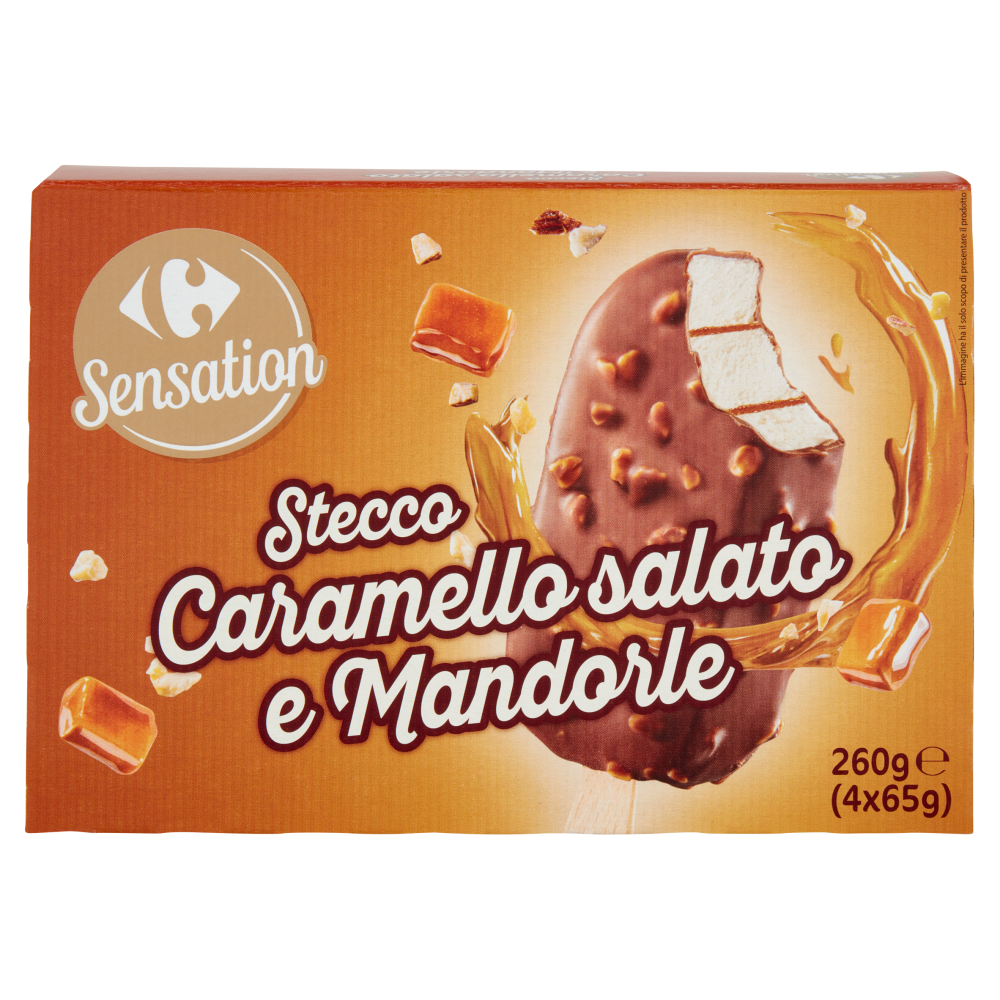 Carrefour Sensation Stecco Caramello salato e Mandorle 4 x 65 g