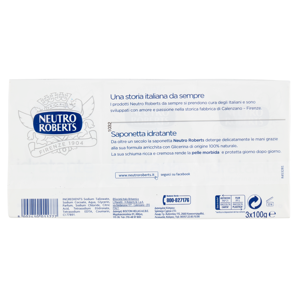 Neutro Roberts idratante saponetta neutra 3 x 100 g