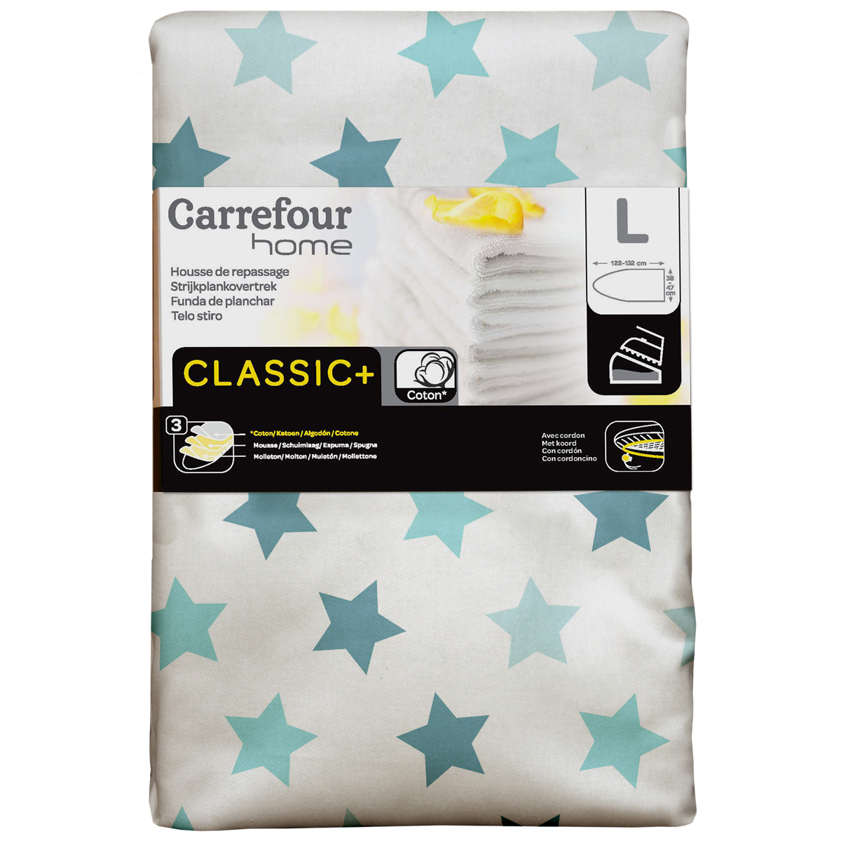 Carrefour Home 97466 rivestimento per asse da stiro Cotone, Tessuto, Tessuto felpato Multicolore