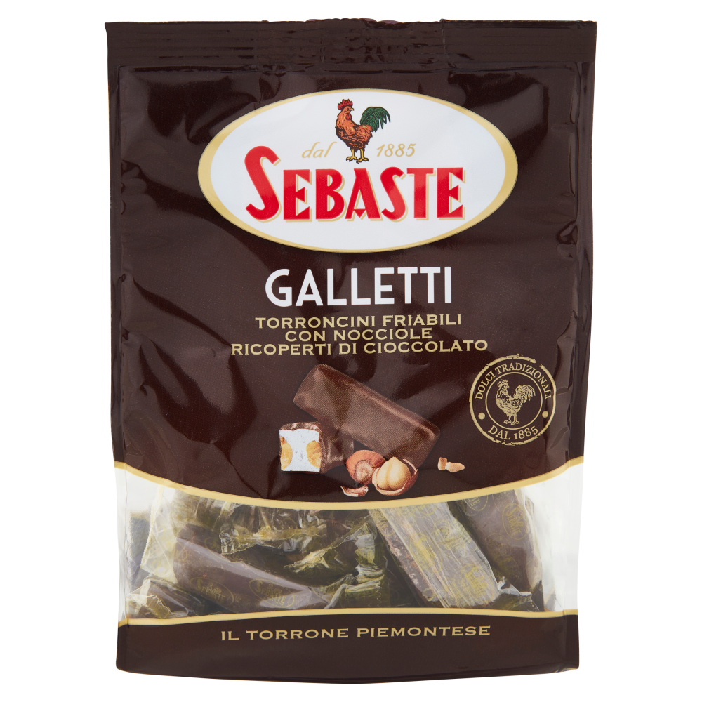 Sebaste Galletti torroncini friabili con nocciole ricoperti di cioccolato 180 g