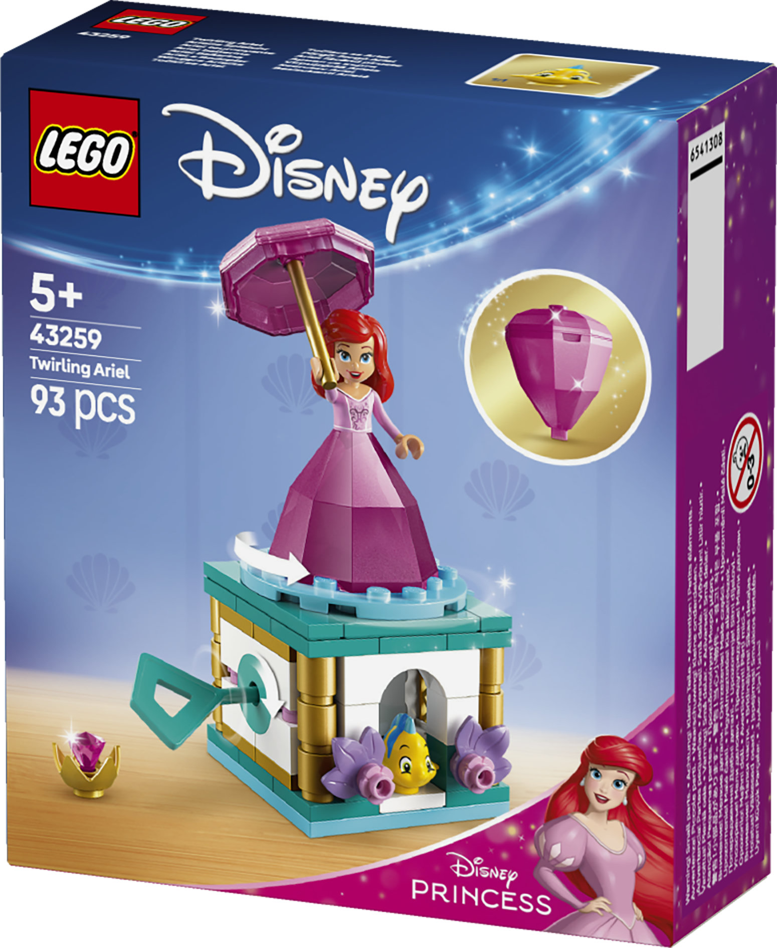 LEGO Disney Princess ǀ 43259 Ariel Ballerina, Giochi da Principesse per Bambine e Bambini 5+ con Supporto per Mini Bambolina