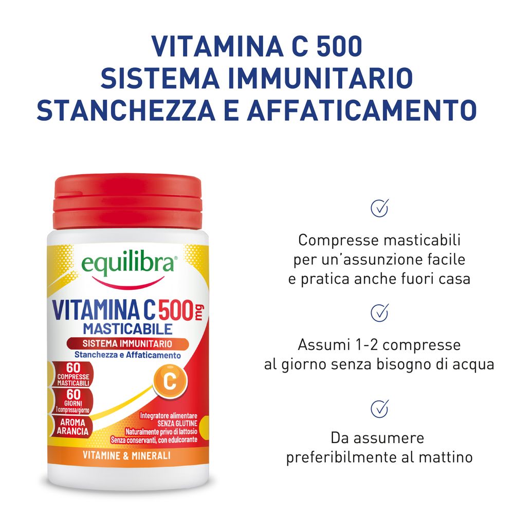 Equilibra Vitamina C 500mg Masticabile Sistema Immunitario 60 x 1,4 g